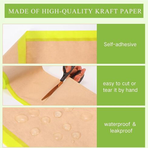 Frienda 12 Rolls Masking Paper Each 50 Feet Tape Paint Masking Paper Rolls Painters Paper Paint Adhesive Protective Paper for Painting Car Automotive Body Protection Wall Covering Skirting(18 Inch) in Saudi Arabia