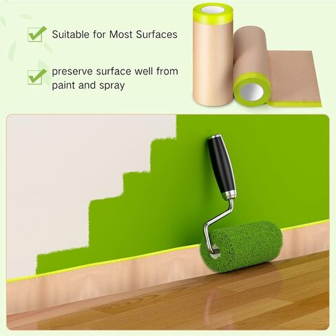 Frienda 12 Rolls Masking Paper Each 50 Feet Tape Paint Masking Paper Rolls Painters Paper Paint Adhesive Protective Paper for Painting Car Automotive Body Protection Wall Covering Skirting(18 Inch) in Saudi Arabia