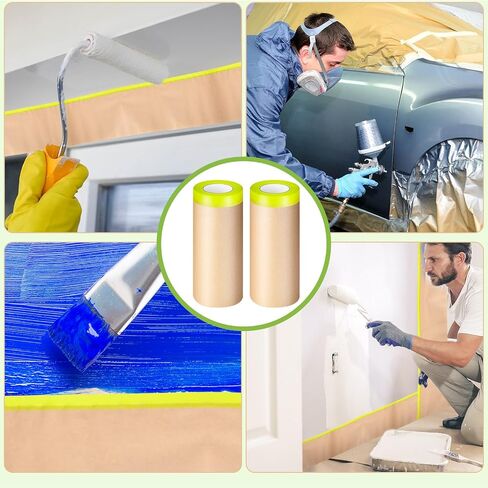 Frienda 12 Rolls Masking Paper Each 50 Feet Tape Paint Masking Paper Rolls Painters Paper Paint Adhesive Protective Paper for Painting Car Automotive Body Protection Wall Covering Skirting(18 Inch) in Saudi Arabia