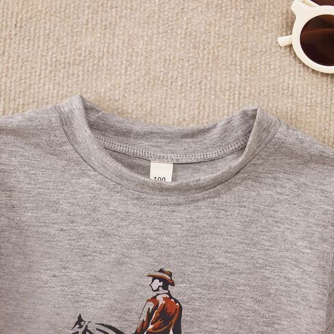 AFUKUIA Toddler Baby Funny Howdy Shirt Kid Boy Western Cowboy Print Short Sleeve T-Shirt Summer Cotton Tee Top in Saudi Arabia