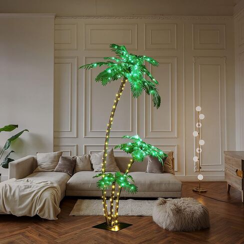 شجرة النخيل المضاءة بالطاقة الشمسية 6FT 3FT 2FT ديكور شجرة النخيل الاصطناعية للخارجية 203 LED تضيء شجرة وهمية للداخلية خارج الفناء هاواي تيكي بار الديكور in Kuwait