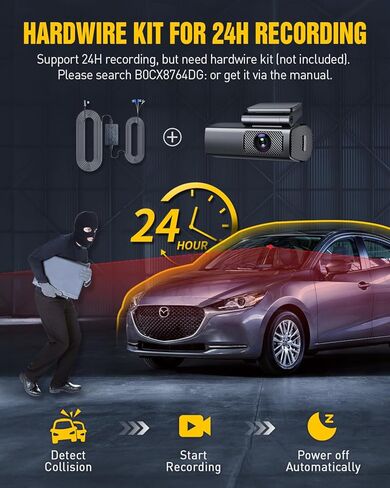 كاميرا داش كام أمامية وخلفية، كاميرا داش EUKI 4K/2.5K UHD للسيارات، كاميرا داش كام واي فاي مدمجة، بطاقة مجانية 64 جيجابايت، رؤية ليلية، زاوية واسعة 170 درجة، WDR، وضع انتظار 24 ساعة in Kuwait