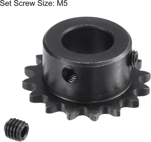 uxcell 16 Tooth Roller Sprocket B Type, 25 Chain, Single Strand 1/4" Pitch, 15mm Bore Black Oxide C45 Carbon Steel with Set Screws for ISO 04C in Saudi Arabia