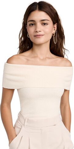 Pixie Market Women's Popcorn Knit Off Shoulder Top in Saudi Arabia