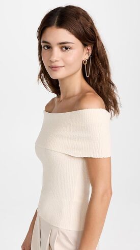 Pixie Market Women's Popcorn Knit Off Shoulder Top in Saudi Arabia