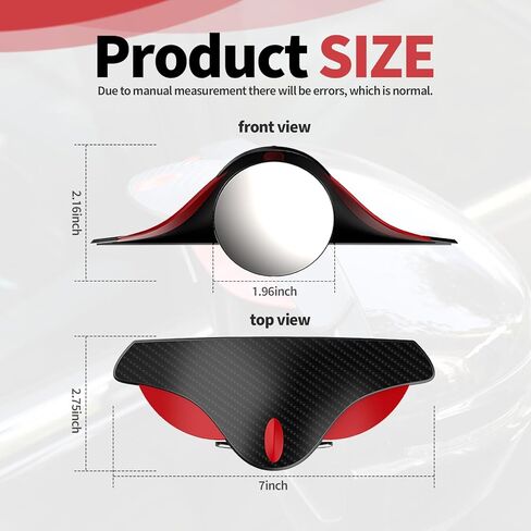 Car Blind Spot Mirror with Side Rain Eyebrow, 2 in 1 HD Wide Angle Convex Rear view Mirror with Rain Guards, Auto Exterior Accessories for Car Truck SUV (Carbon Red 2 Pack) in Kuwait