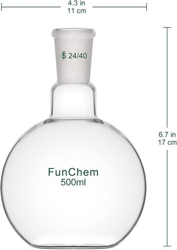 قارورة غليان زجاجية ذات رقبة واحدة ورقبة واحدة من FunChem FBF، قارورة غليان زجاجية ذات مفصل خارجي قياسي 24/40، 250 مل in Saudi Arabia