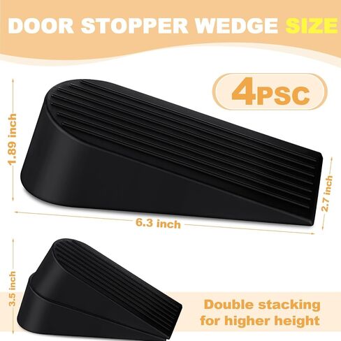 Frienda 16 Pack Large Door Stoppers Heavy Duty Rubber Stopper for Bottom of Door Wedge Stopper for Home Office (Black) in Saudi Arabia