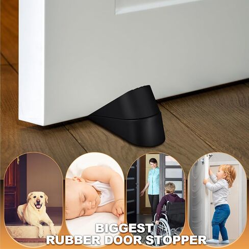 Frienda 16 Pack Large Door Stoppers Heavy Duty Rubber Stopper for Bottom of Door Wedge Stopper for Home Office (Black) in Saudi Arabia