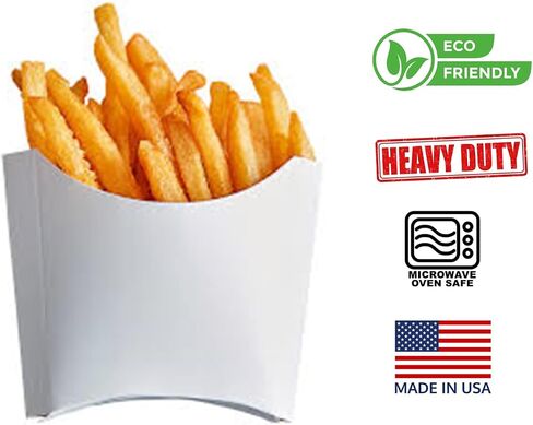 Mr Miracle Greaseproof French Fry Holder - White Disposable Fries Scoop Cup - French Fries Box, 3.5 Ounces, Pack of 50 - Great French Fry Box for Parties, Events, and Takeout in Kuwait