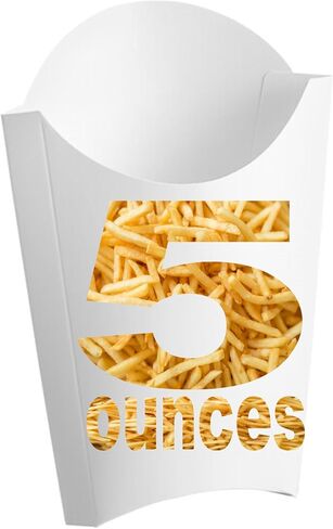 Mr Miracle Greaseproof French Fry Holder - White Disposable Fries Scoop Cup - French Fries Box, 3.5 Ounces, Pack of 50 - Great French Fry Box for Parties, Events, and Takeout in Kuwait