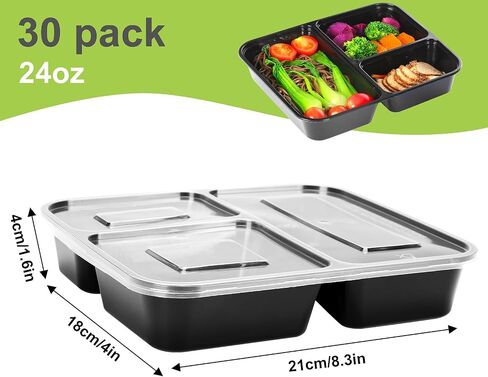 Moretoes 20 Pack 32oz Meal Prep Containers Reusable, 3 Compartment Meal Prep Containers with Lids, Disposable Bento Box for Lunch Microwave/Freezer/Dishwasher Safe in Saudi Arabia