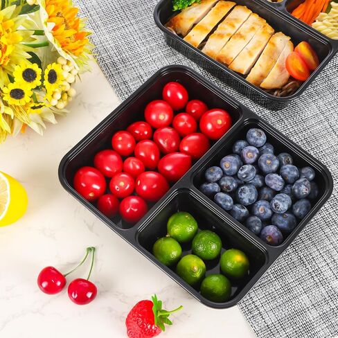 Moretoes 20 Pack 32oz Meal Prep Containers Reusable, 3 Compartment Meal Prep Containers with Lids, Disposable Bento Box for Lunch Microwave/Freezer/Dishwasher Safe in Saudi Arabia