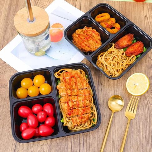 Moretoes 20 Pack 32oz Meal Prep Containers Reusable, 3 Compartment Meal Prep Containers with Lids, Disposable Bento Box for Lunch Microwave/Freezer/Dishwasher Safe in Saudi Arabia
