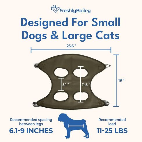 Freshly Bailey Dog Sling for Nail Trimming - Dog & Cat Grooming Hammock Hanging Harness for Dogs & Cats 11-25 LBS - Pet Nail Clipping Restraint - Nail Clippers, Nail File, & Pet Comb Kit - Small in Saudi Arabia