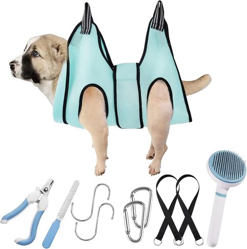 Pet Grooming Hammock with Harness, Nail Clippers, Trimmers, and Comb for Small Dogs (S) in Saudi Arabia