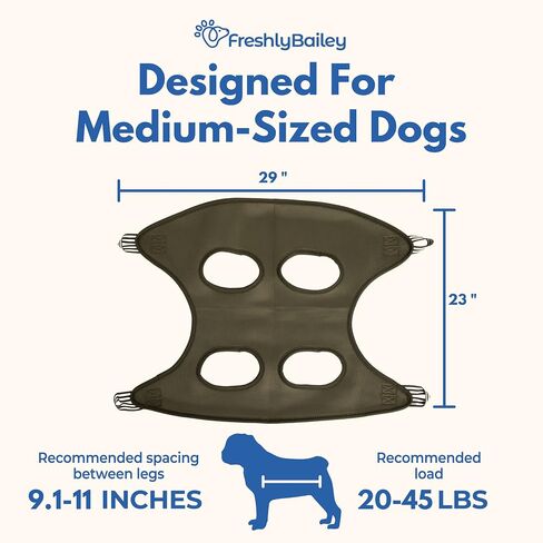 Freshly Bailey Dog Sling for Nail Trimming - Dog & Cat Grooming Hammock Hanging Harness for Dogs & Cats 11-25 LBS - Pet Nail Clipping Restraint - Nail Clippers, Nail File, & Pet Comb Kit - Small in Saudi Arabia