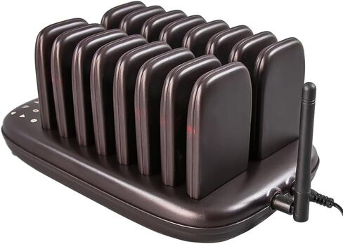 نظام بيجر للمطاعم AGJ (بدون اهتزاز) 16 نظام صفارة صوت بني لاسلكي يعمل باللمس للوحة المفاتيح لشاحنة الطعام والكنيسة والحضانة والمقهى in Kuwait