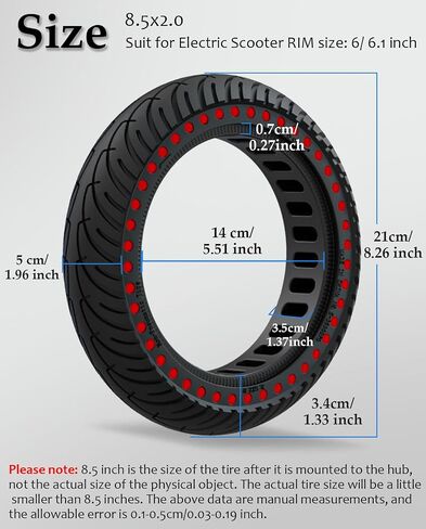 إطار سكوتر Felixstory 8.5 بوصة، إطار صلب 50/75-6.1 يناسب Gotrax XR GXL V2 Apex XL Hover 1 Jive Journey Aovopro Es80 سكوتر كهربائي 8 1/2 8.5 × 2.0 بوصة عجلات استبدال الإطارات in Kuwait