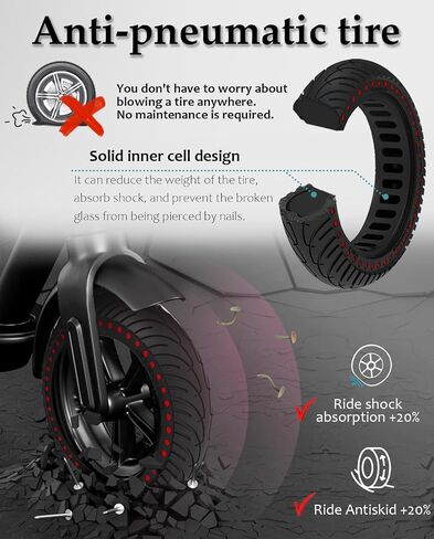 إطار سكوتر Felixstory 8.5 بوصة، إطار صلب 50/75-6.1 يناسب Gotrax XR GXL V2 Apex XL Hover 1 Jive Journey Aovopro Es80 سكوتر كهربائي 8 1/2 8.5 × 2.0 بوصة عجلات استبدال الإطارات in Kuwait