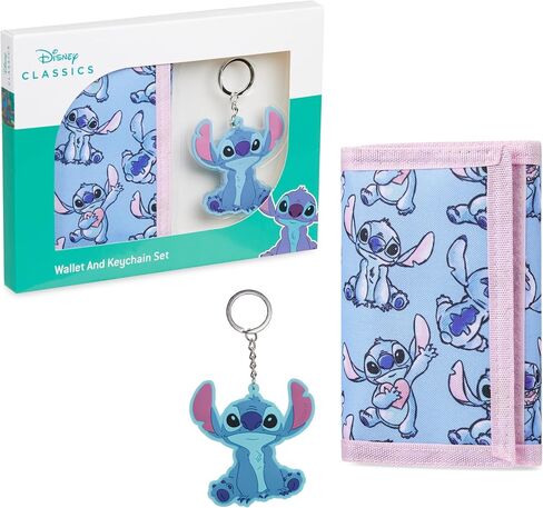 Disney Stitch Kids Wallet and Keyring Gift Set Cute Trifold Wallet with Coin Purse Card Slots and Keychain Stitch Gifts (Blue Frozen) in Saudi Arabia