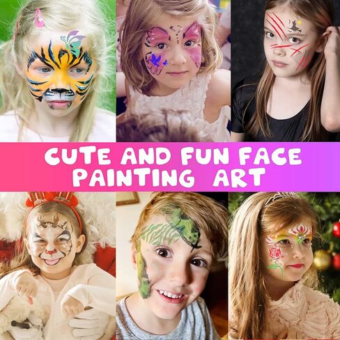 RYKOMO 48 Pieces Face Paint Stencils Body Facial Painting Stencils Plastic Tattoo Painting Templates Face Tracing Stencils Reusable Makeup Painting Templates for Holiday Halloween Party in Kuwait