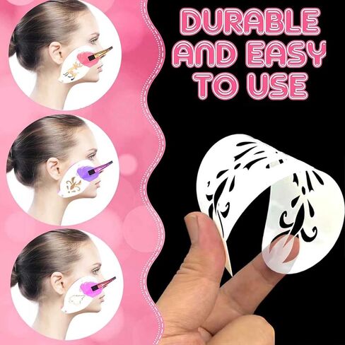 RYKOMO 48 Pieces Face Paint Stencils Body Facial Painting Stencils Plastic Tattoo Painting Templates Face Tracing Stencils Reusable Makeup Painting Templates for Holiday Halloween Party in Kuwait