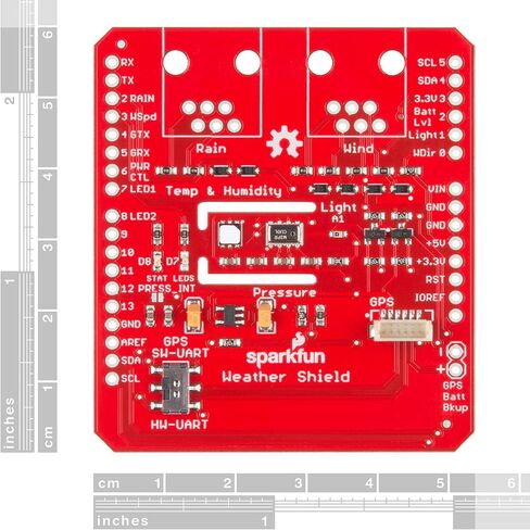 SparkFun Weather Shield utilizes The Si7021 Humidity/Temperature Sensor, The MPL3115A2 barometric Pressure Sensor and The ALS-PT19 Light Sensor in Saudi Arabia