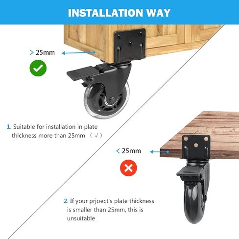 Hirate Side Mount Casters Set of 4 with Brake, 3" L-Shaped Plate Casters Replacement Material Handling for Furniture, Baby Bed, Suitcase,Cabinet,Table Casters,Loading Capacity 600 Lbs in Saudi Arabia