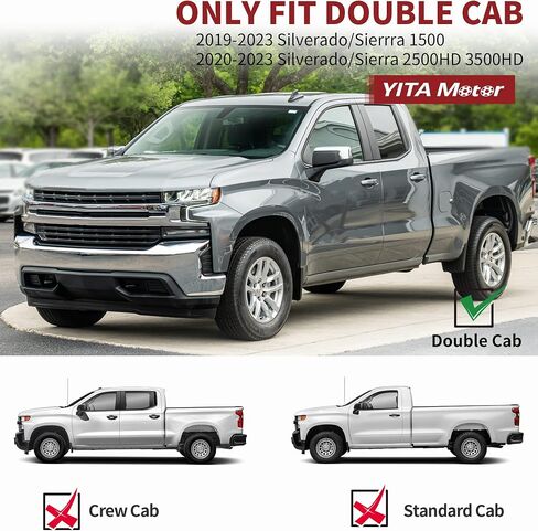 YITAMOTOR 6 inches Running Boards Compatible with 2019-2024 Chevy Silverado/GMC Sierra 1500 Double Cab, 2020-2024 Silverado Sierra 2500HD/3500HD Side Step Nerf Bars Side Bars (Exclude 2019 LD/Limited) in Saudi Arabia