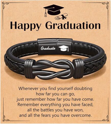 Forever Linked Together Leather Bracelet for Boys Men's Birthday Graduation Fathers' Day Back to School Christmas Gifts in Saudi Arabia
