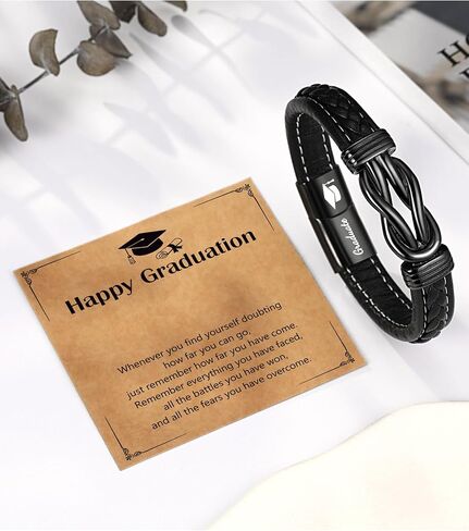 Forever Linked Together Leather Bracelet for Boys Men's Birthday Graduation Fathers' Day Back to School Christmas Gifts in Saudi Arabia