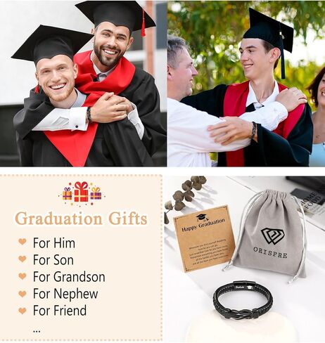 Forever Linked Together Leather Bracelet for Boys Men's Birthday Graduation Fathers' Day Back to School Christmas Gifts in Saudi Arabia
