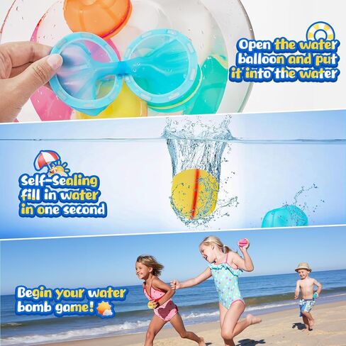 Reusable Water Balloons 12 Pack, Magnetic Water Balloons Quick Filll, Silicone Refillable Water Balls Summer Outdoor Games Pool Toys for Kids Adults in Saudi Arabia