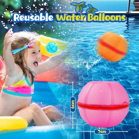 Reusable Water Balloons 12 Pack, Magnetic Water Balloons Quick Filll, Silicone Refillable Water Balls Summer Outdoor Games Pool Toys for Kids Adults in Saudi Arabia