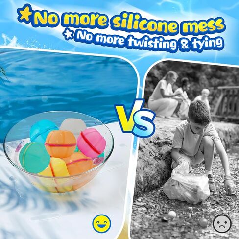 Reusable Water Balloons 12 Pack, Magnetic Water Balloons Quick Filll, Silicone Refillable Water Balls Summer Outdoor Games Pool Toys for Kids Adults in Saudi Arabia