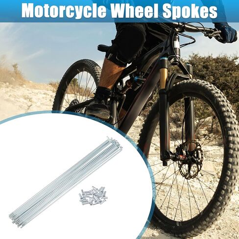 X AUTOHAUX 24 قطعة 13G J Bend دراجة المتحدث المجلفن 266 مللي متر 10.47 "دورة المتحدث مع حلمات النحاس الصلب المتحدث للدراجات الجبلية MTB in Kuwait