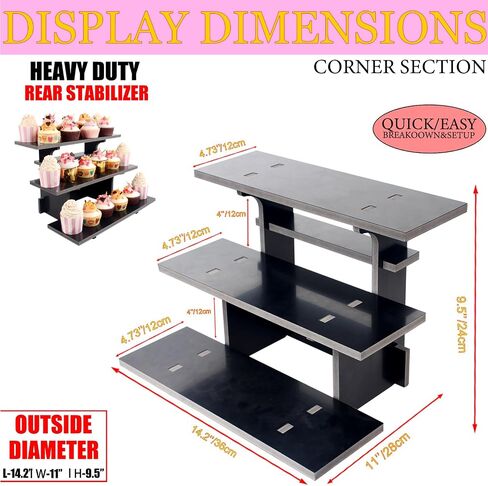 WEITELAI 3 Tier Retail Display Stand, Portable Product Display Stand, for Store Retail Cupcake、Candlesticks、Glasses、Jars、Crafts、Jewellery、Farmers Market Display Stand (Rectangular) in Saudi Arabia