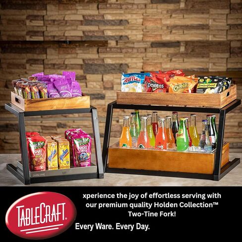 إطار حامل من طبقتين من Tablecraft، صينية تقديم للبوفيه، عرض الطعام، طبق الحفلات، الفاكهة، الكب كيك المخبوز والكعك، مطلي بالمسحوق، استخدام المطاعم التجارية لخدمات الطعام، عرض 15.2 سم، طول 33 سم، أسود in Saudi Arabia