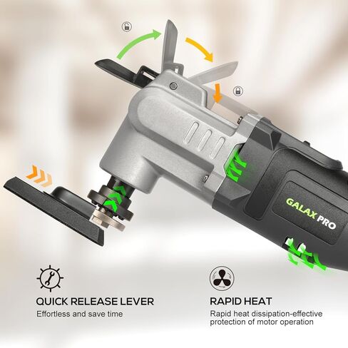 أداة التأرجح اللاسلكية GALAX PRO، 6 أدوات متعددة التأرجح متغيرة السرعة مع بطارية وشاحن 1.3 أمبير، قطعة واحدة من شفرة مكشطة، 3 قطع من شفرات المنشار و10 قطع من أوراق الصنفرة للصنفرة والطحن in Kuwait