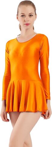 Aoylisey Women's Long Sleeve Skirted Leotard Adult Dance Dress Gymnastics Bodysuits for Ballet in Kuwait