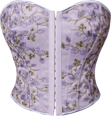 Kimring Women's Embroidered Floral Bustier Strapless Boned Overbust Corset Top in Saudi Arabia