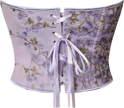 Kimring Women's Embroidered Floral Bustier Strapless Boned Overbust Corset Top in Saudi Arabia