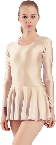 Aoylisey Women's Long Sleeve Skirted Leotard Adult Dance Dress Gymnastics Bodysuits for Ballet in Kuwait