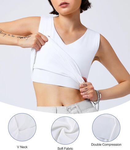 سترة علوية بدون أكمام من LEINIDINA Chest Binder Transgender Tomboy Trans مدمجة بشريط مطاطي in Kuwait