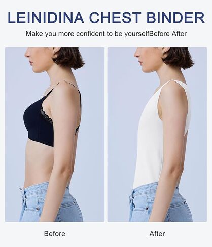سترة علوية بدون أكمام من LEINIDINA Chest Binder Transgender Tomboy Trans مدمجة بشريط مطاطي in Kuwait