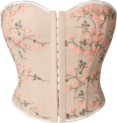 Kimring Women's Embroidered Floral Bustier Strapless Boned Overbust Corset Top in Saudi Arabia