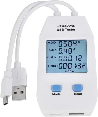 جهاز اختبار الطاقة USB، جهاز قياس الفولتميتر USB للكشف عن الفولتميتر ومقياس قدرة الطاقة الرقمية (Ut658 Dual) in Kuwait
