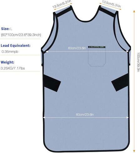 0.5mmPb Lead X-Ray Apron - Shields Protection Apron with Thyroid Lead Shield Collar Hook & Loop Closure Health Checkup Medical Use Aldult Unisex in Kuwait