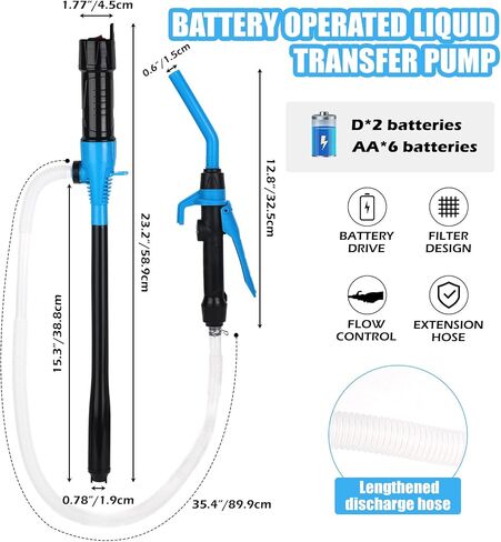Liquid Transfer Pump Fuel Transfer Pump,Efficient Liquid Fuel Transfer Pump,Up to 3 Gallons Per Minute (Fixed Clip & Long Hose & Inlet Filter) in Saudi Arabia